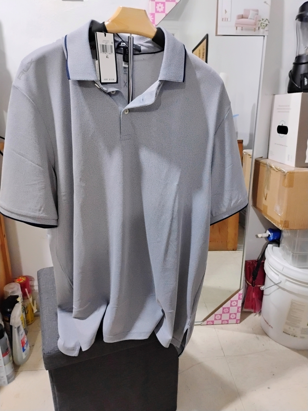 Men's RLX Ralph Lauren Golf Polo Shirt- Navy With A Hint Of Gray Size: XL NWT